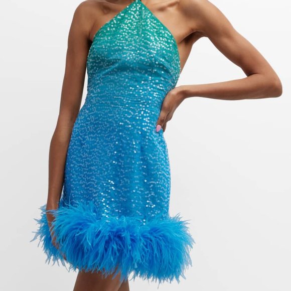 SAU LEE Jewel Sequinned Ombre Mini Dress NWT - Picture 2 of 7